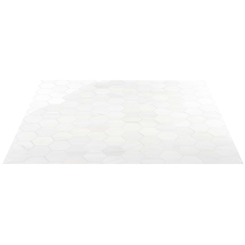 Bianco Dolomite 4" Hexagon Polished Marble Mosaic Tile