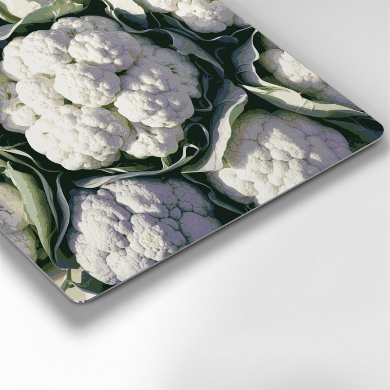 Art mural en métal légumes chou-fleur beige, H 8 po x l 8 po