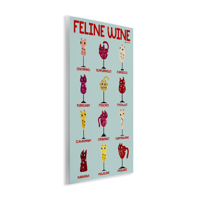 Plaque murale «Clever Feline Wine Drinks» par Carrie Cantwell, H 15 po x l 10 po