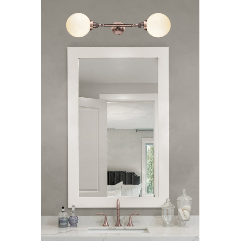 Clementina 2 - Light Dimmable Vanity Light, 6 Watt Vinage LED Bulb, Matte White Cased, Antique Copper