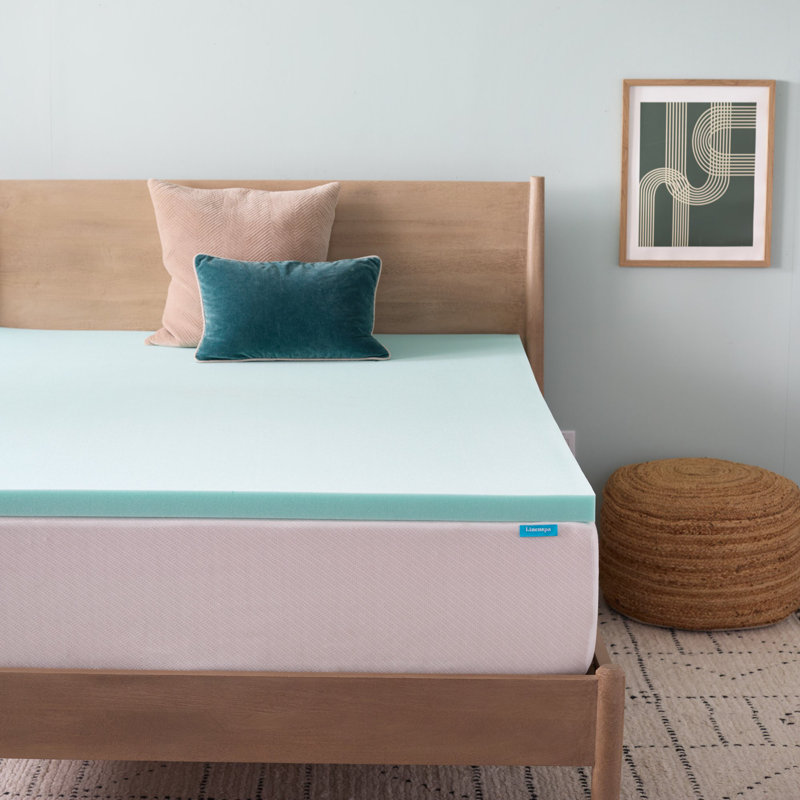  2" Cooling Gel and Green Tea Memory Foam Mattress Topper - Queen, Queen, 2 Inch