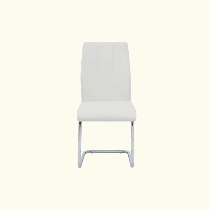 Ensemble de 2 chaises de salle à manger contemporaines en similicuir blanc doux revêtu de métal