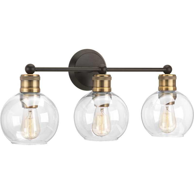 3 - Light Dimmable Vanity Light, Antique Bronze/Black