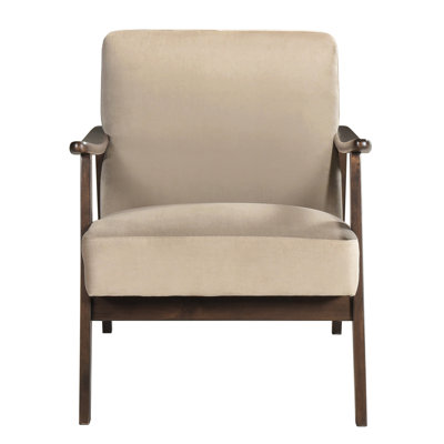 Chaise d'appoint Mid-Century moderne avec tissu en velours, structure en bois, coussins en mousse pour une chaise confortable et accueillante, fabrication solide, incluse
