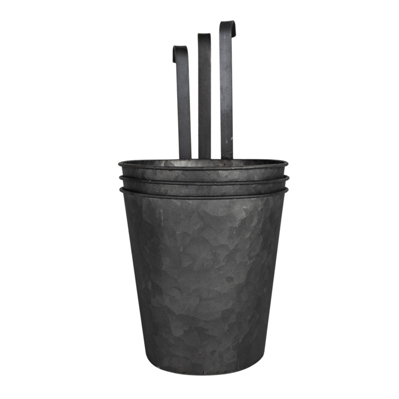 Set of 3 Black Galvanized Metal Hanging Planters