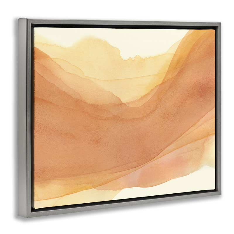 «Orange Splash Wave», art mural encadré flottant par Grace Popp, H 17 po x l 21 po, Cadre flottant gris lustré