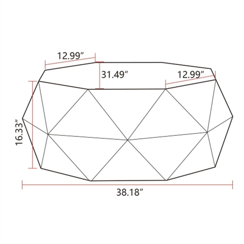 Octagonal Coffee Table with Manufactured Wood Table Top, Black, Black