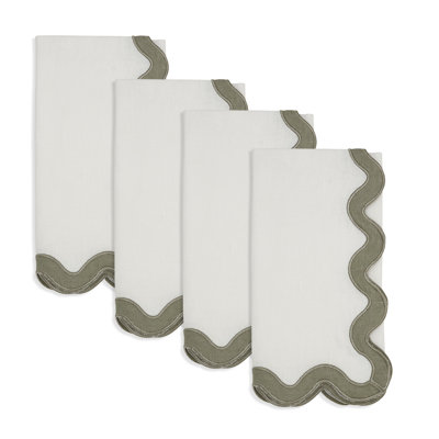 100% Linen Soft Hue Scallop Napkin (Set of 4)