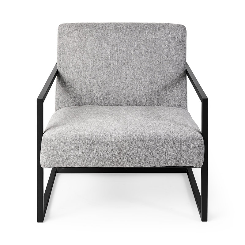 Fauteuil en polyester 28,25 po Solange, Mélange de polyester gris, Noir