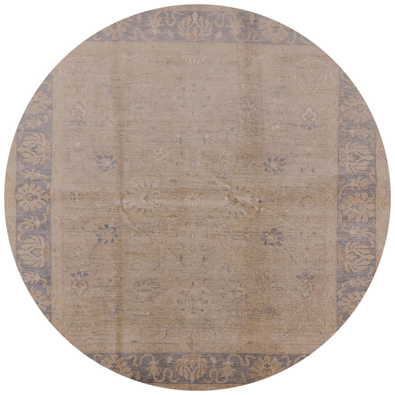 Tapis oriental bleu / beige, Rond 8 pi