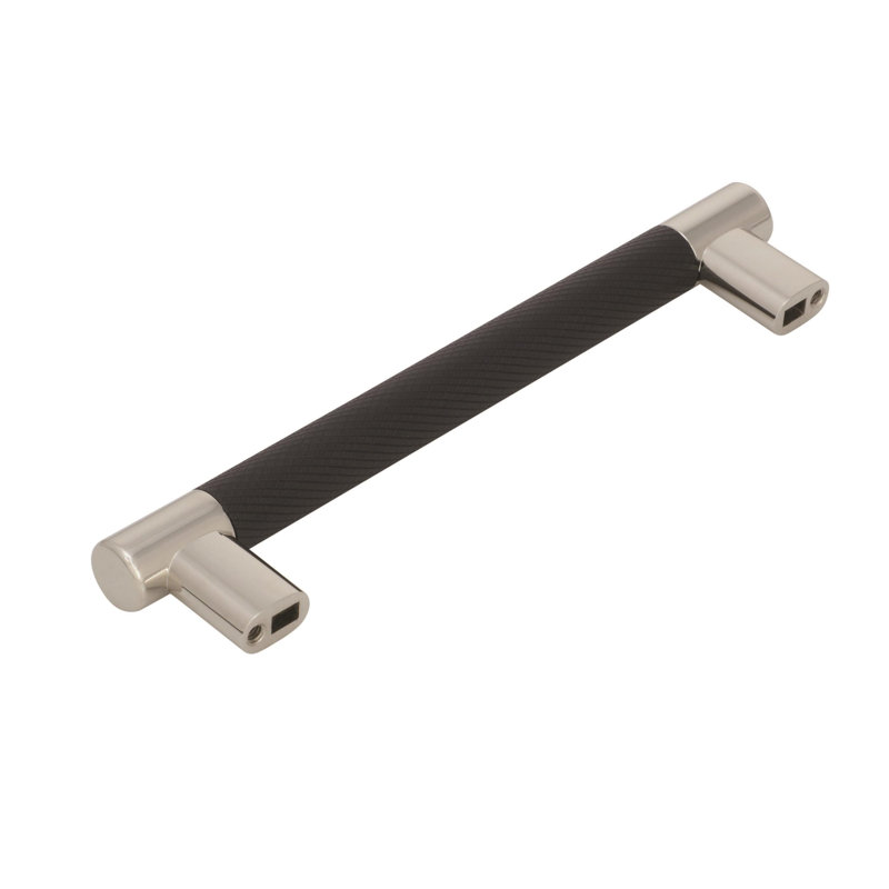 Polished Nickel and Black Bronze Bar Pull with Mounting Hardware