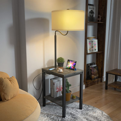 End Table Floor Lamp With USB Charging Port, 360Â° Rotatable Shade, Retro Style -  17 Stories, AAC0EA8C2B1E459A8323F022671797E5