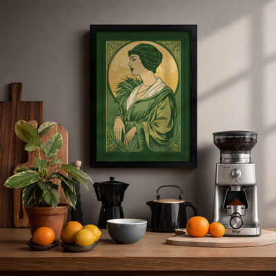 Art Nouveau Portrait in Gold Art Deco - Framed Print