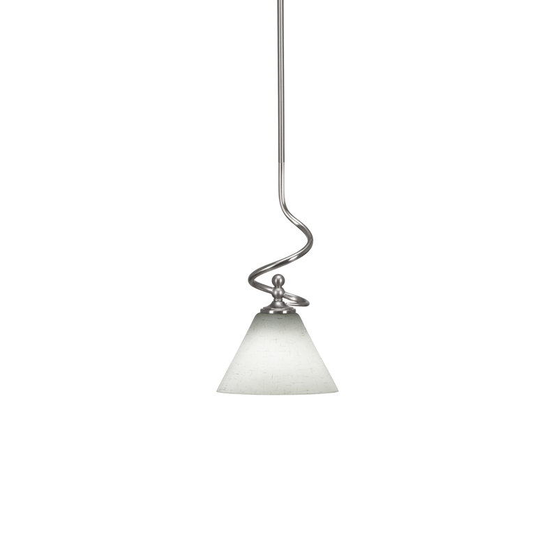 Mini-luminaire suspendu Coretta avec verre mousseline blanc 7 po, Nickel brossé