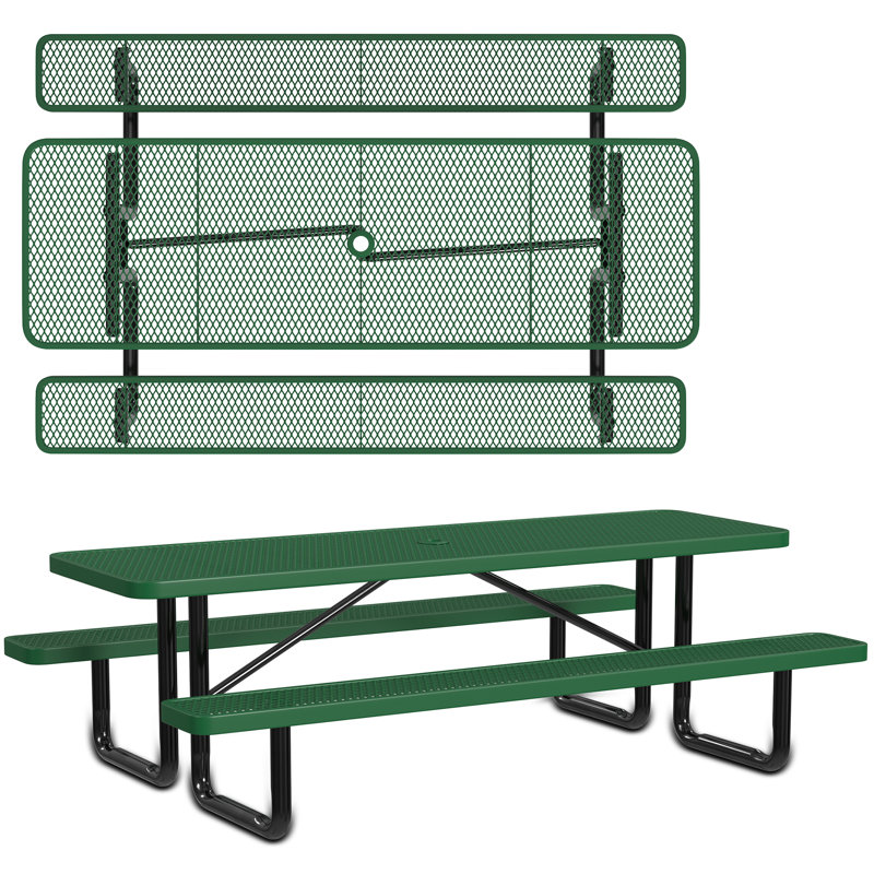 Leisure Craft Standard Outdoor Picnic Table, Green, 96" W