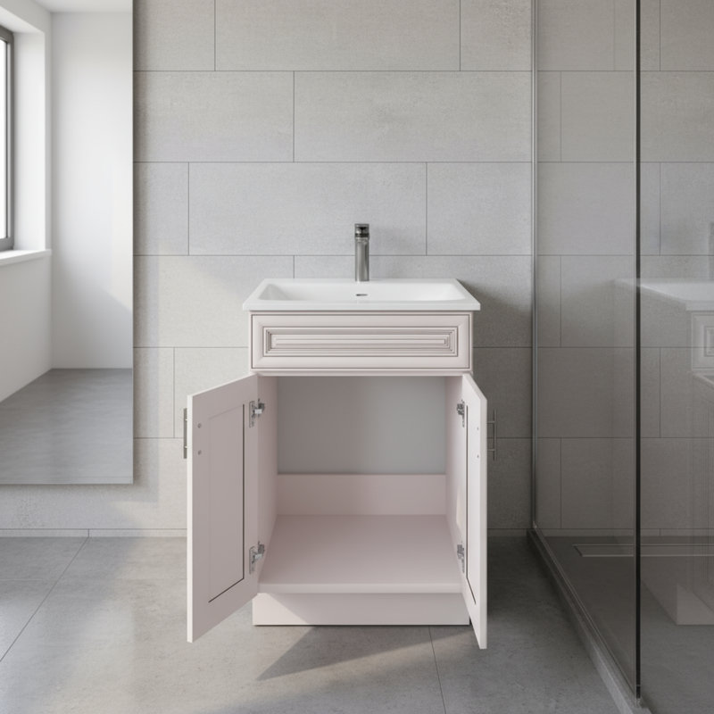 The Antique White Bathroom Vanity Base Is Self-Assembly Compatible And Exudes Elegance.