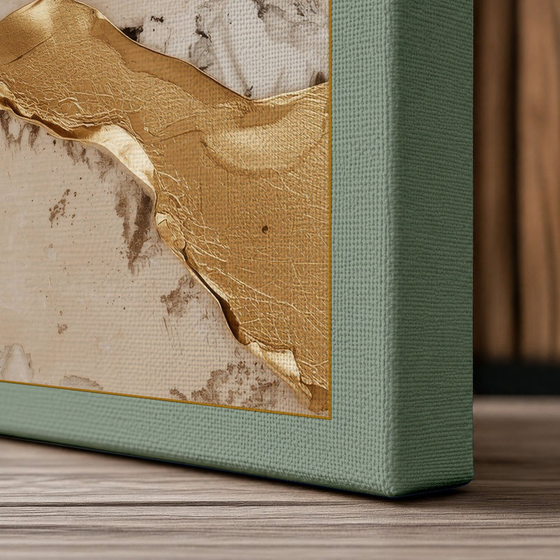 Erosion in Gold Abstract - Wrapped Canvas, 18x12 - 45.7 x 30.5 cm, Sage Border