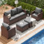 Ensemble de conversation pour patio avec coussins 7 personnes Mecayla 