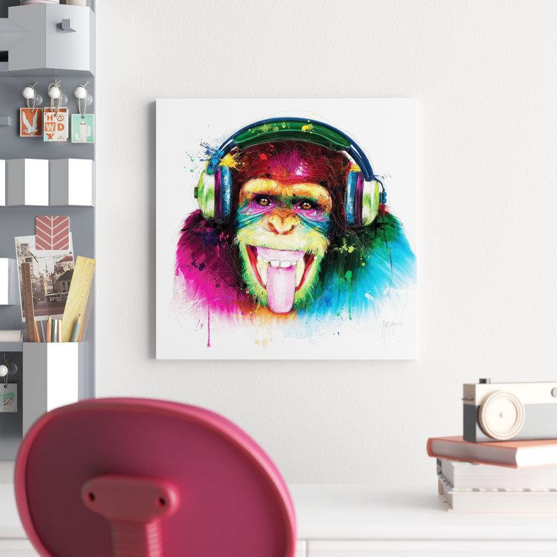 Dj Monkey by Patrice Murciano - Wrapped Canvas Print, 45.72 cm H x 45.72 cm W x 1.91 cm D