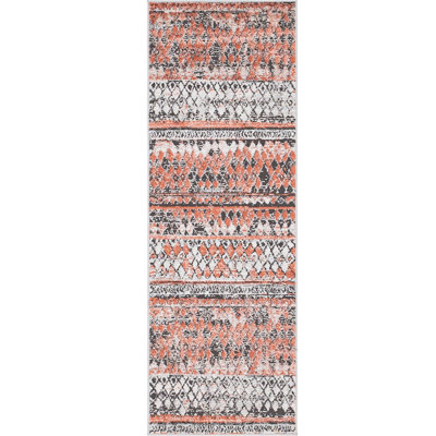 Tapis géométrique orange / gris