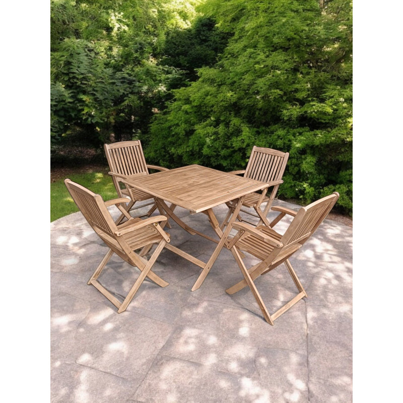 Square 5 - Piece 4 - Person 90Cm L Outdoor Dining Table Set