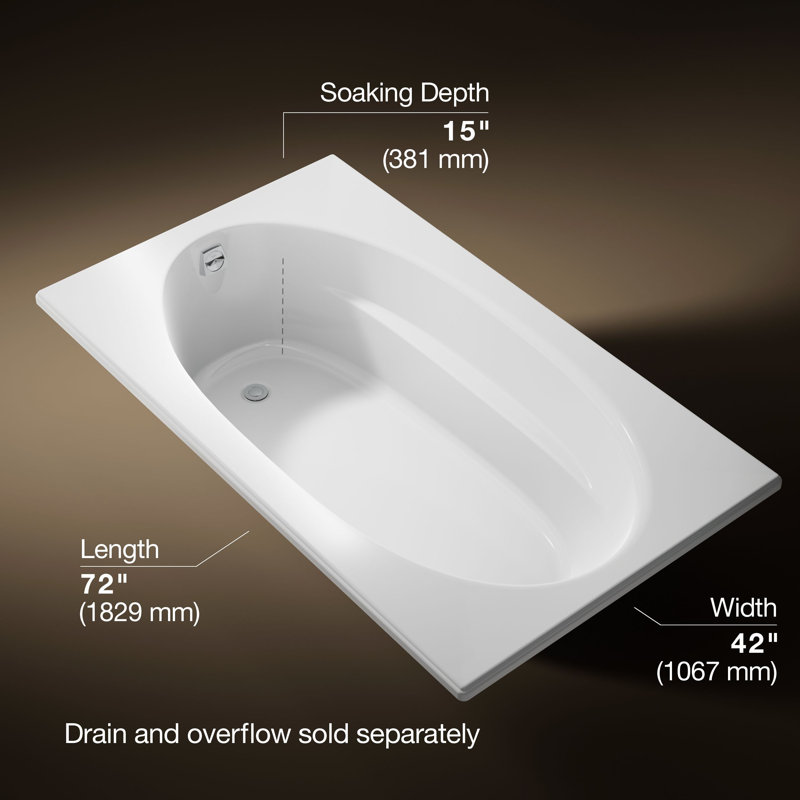 Windward 72" x 42" Soaking Bathtub, White