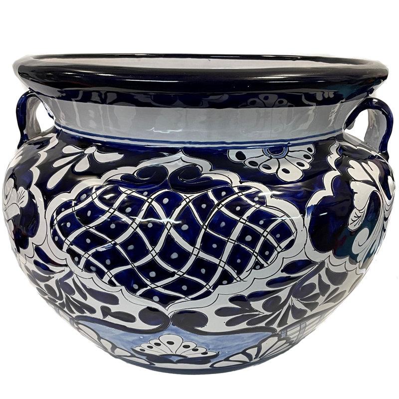 Jaydalin TalaMex Large-Sized Zacan Mexican Colors Talavera Ceramic Garden Pot