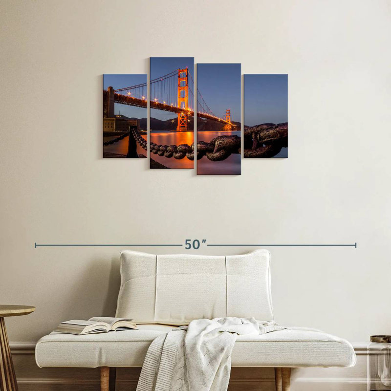 Soirée au Golden Gate Bridge, H 22 po x l 36 po