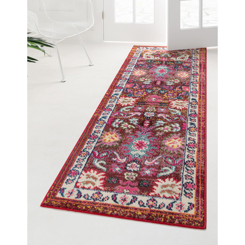 Eddins Washable Floral Indoor Rug, Runner 2'7" x 10'