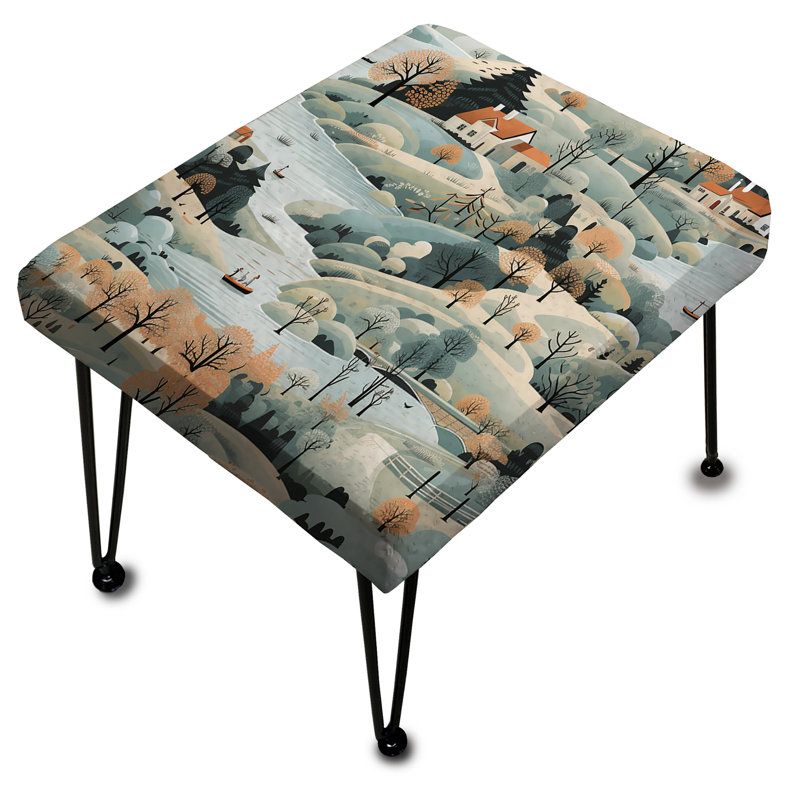 Summer Scandinavian Landscape - Floral Rectangle Ottoman