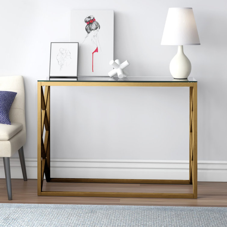 Wynnifred 42'' Glass Top Console Table