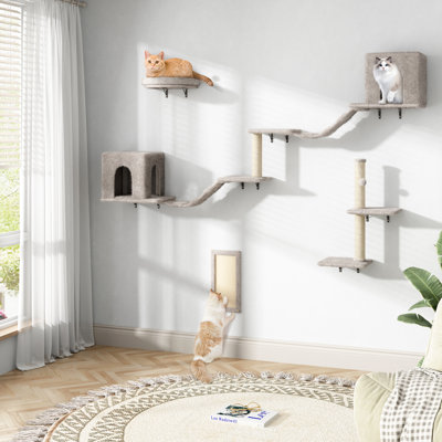 Alynia 6Pcs Wall-mounted Cat Tree Shelf, Large