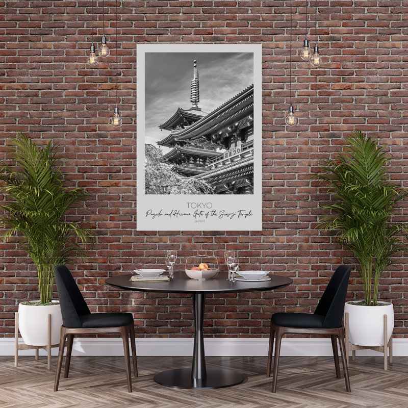 In Focus: Tokyo Pagoda And Hozomon Gate Of The Senso-Ji Temple Abstract Contemporary Cherry Tree Architecture City Wall Art Print 1 Piece Wrapped Canvas Wall Art