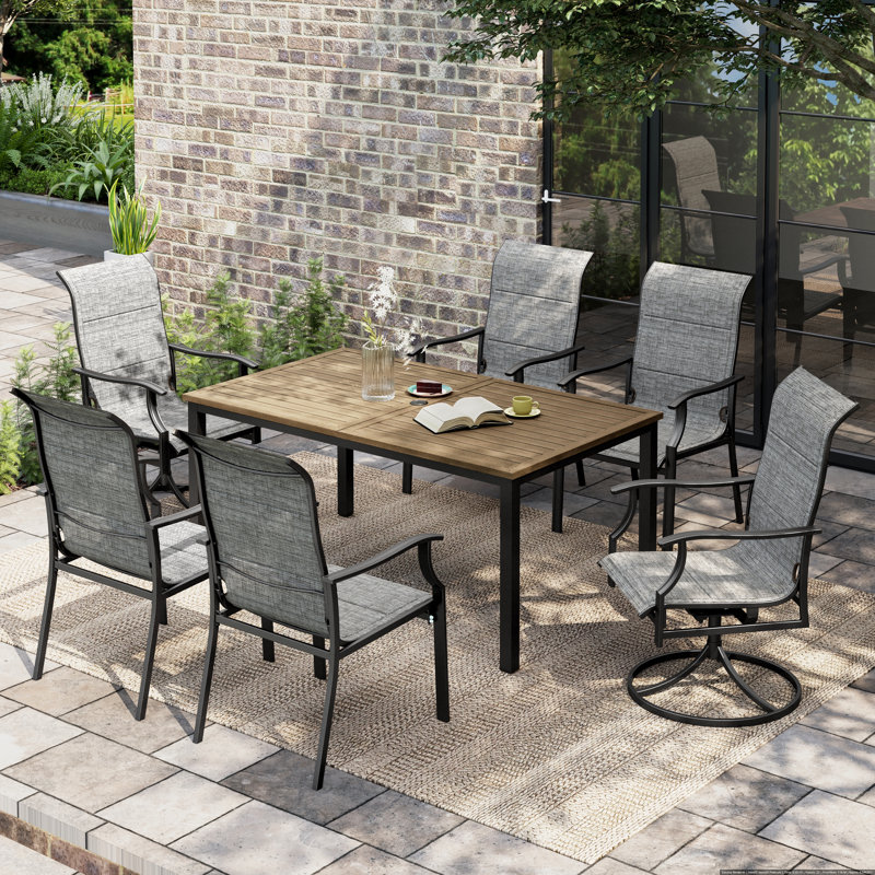 6 - Person Metal Patio Dining Set With Rectangular Table