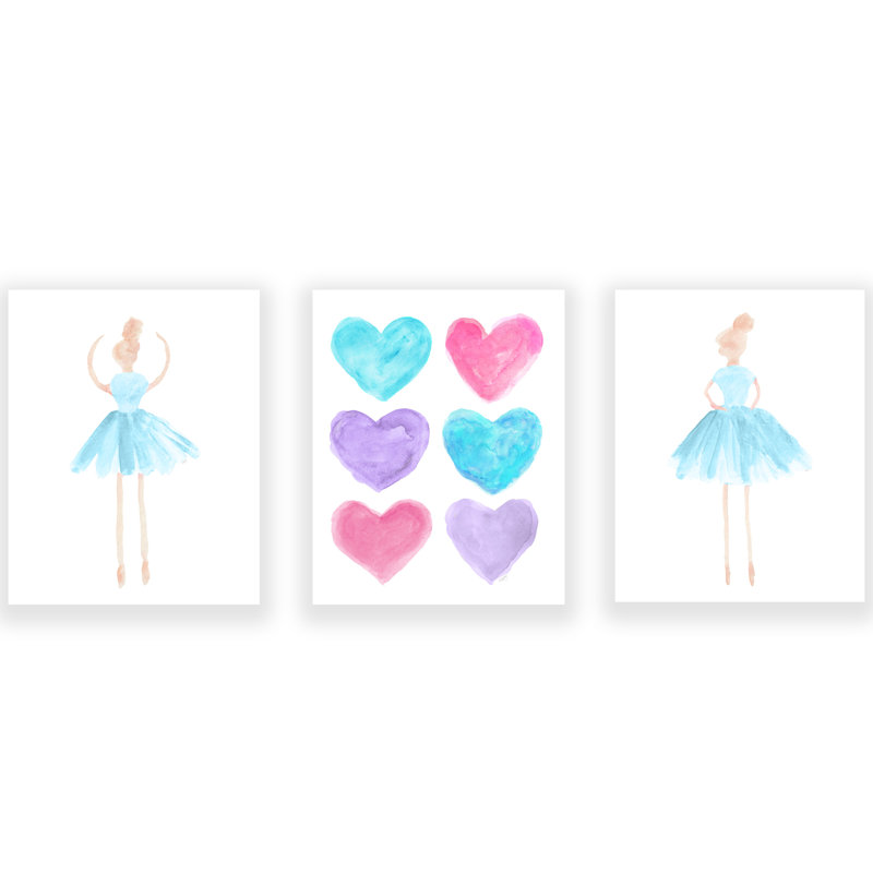 «Little Girls Ballet», impressions sur papier, H 10 po x l 8 po x P 0,06 po, Bleu multi cyan