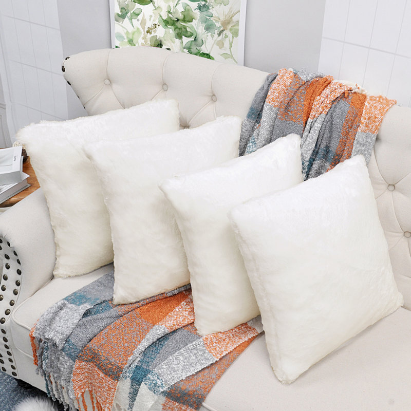 Housse de coussin réversible en fausse fourrure, Gris