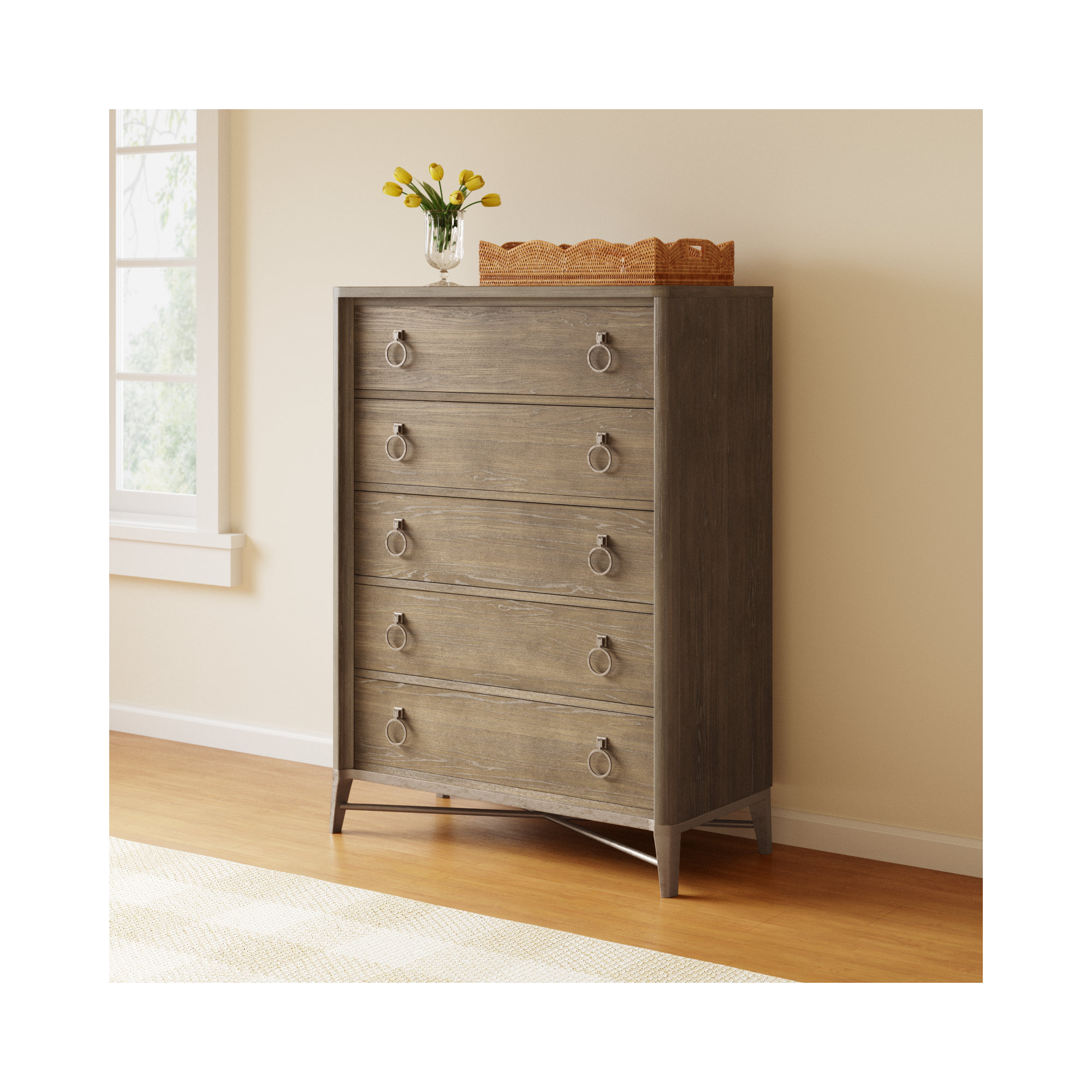 Regan 5 - Drawer Dresser, Natural