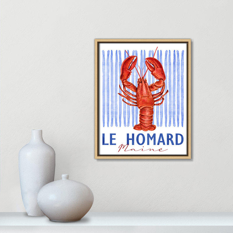 «Le Homard Print» par Kimberly Allen, 12.5' W x 15.5' H, Natural Floater