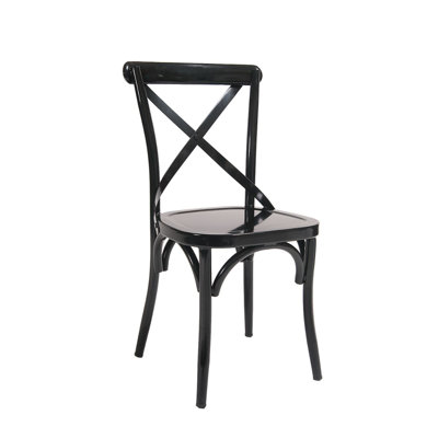 Metal Cross Back Side Chair in Black