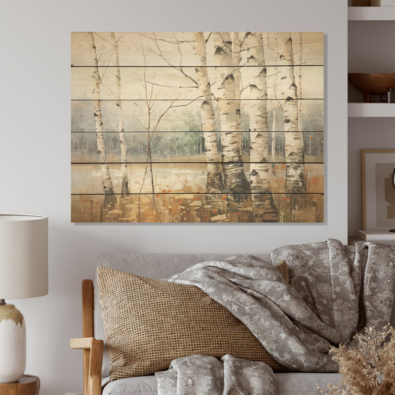 Minimalisme, arbre, bouleau, souffle, arbre, bois de bouleau, art sur bois de pin naturel, H 10 po x l 20 po