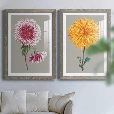 " Chrysanthemum On Gray III " 2 - Pieces
