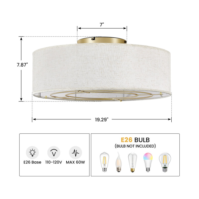 Modern 20-Inch Ceiling Fan With Light