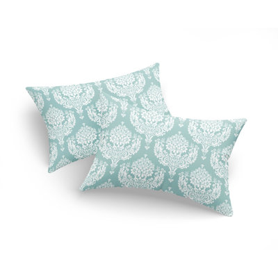 Washable Vintage Damask Pattern Pillowcase Set (2 Pieces) – Aqua Blue