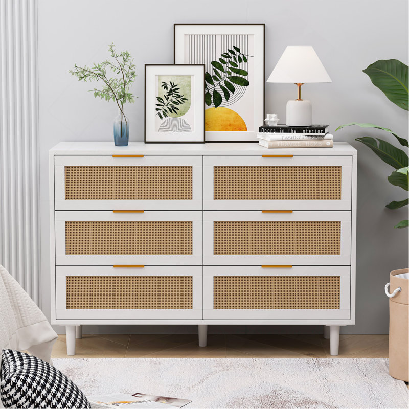 Drawers Rattan Storage Cabinet Rattan Drawer,For Bedroom,Living Room, 29.53" H x 15.75" W x 43.31" D