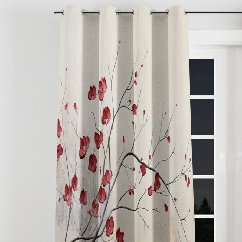 Minimalist Garnet Grace Leafy Dreamscape - Leaves Floral Room Darkening Grommet Curtain - 1 Panels, 52" W x 95" L