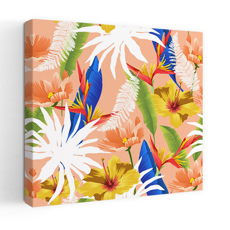 Art contemporain, palmier abstrait, art tropical, H 36 po x l 36 po