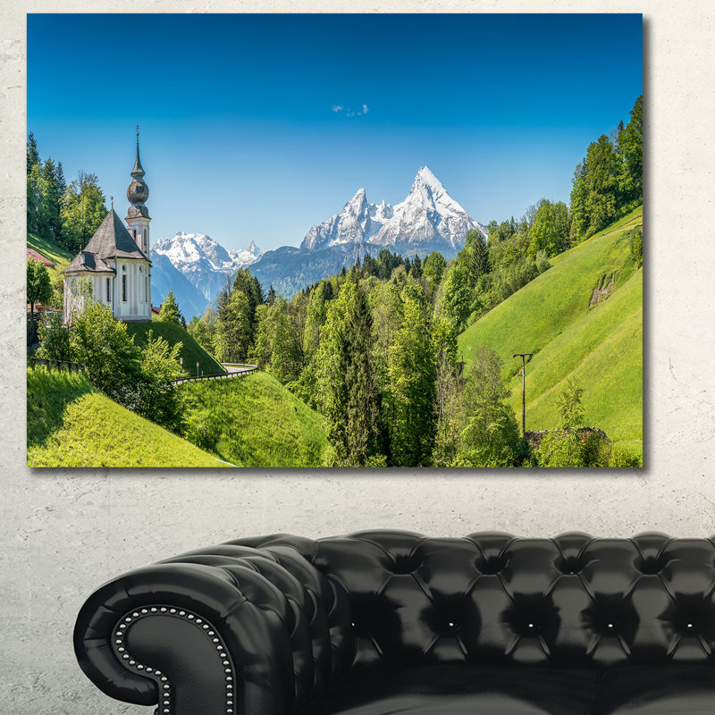 Green Mountain View Of Bavarian Alps - Wrapped Canvas Print, 30" H x 40" W x 1" D