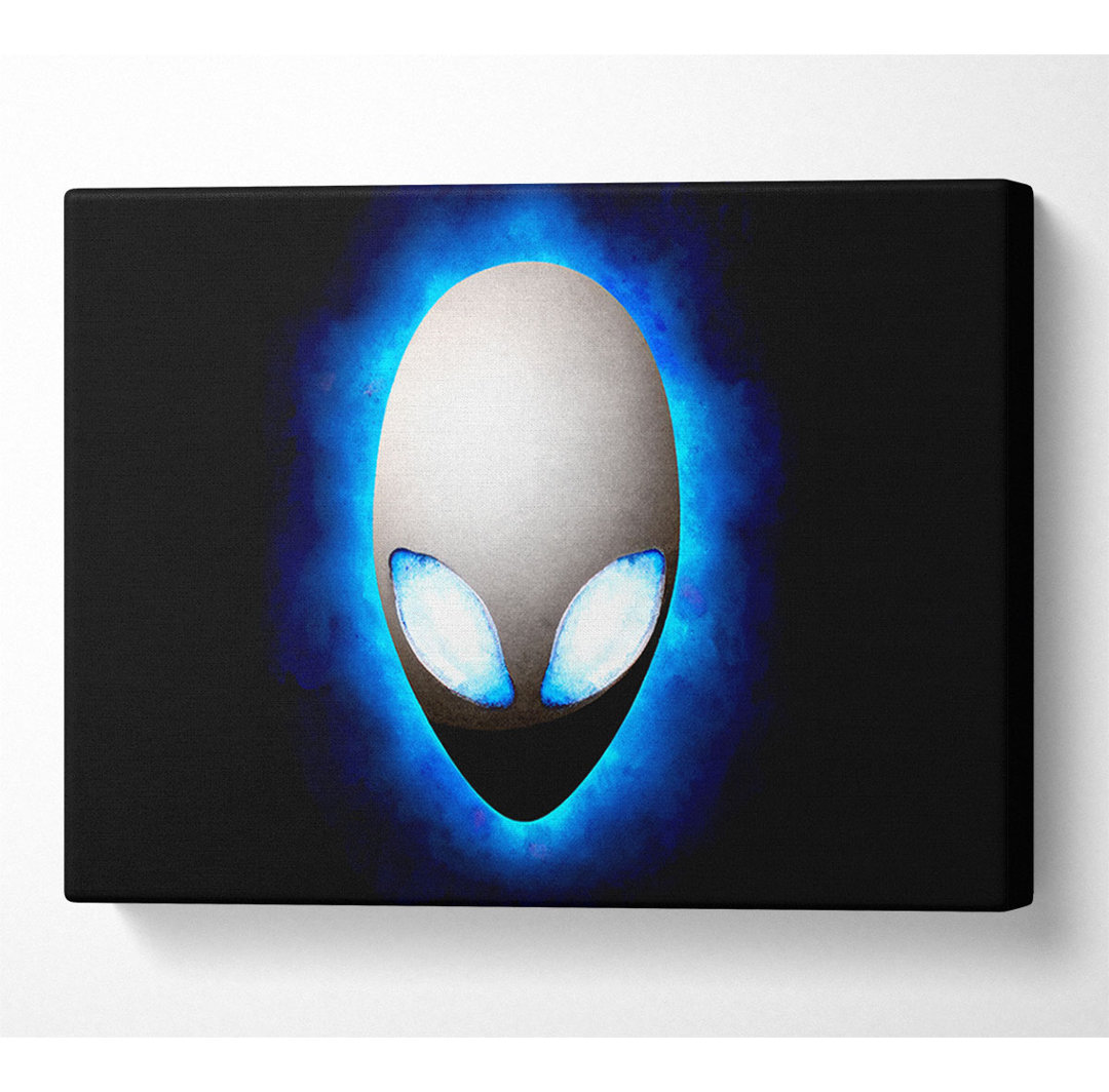 Alien Face Blue - Kunstdrucke auf Segeltuch