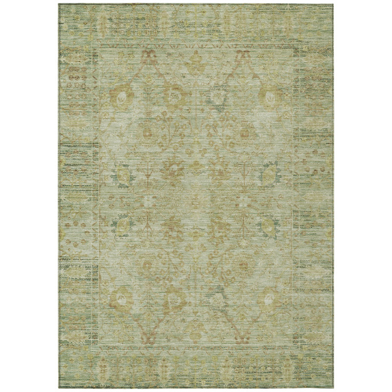 Vilnius Green Washable Indoor-Outdoor Rug - , 10' x 14'