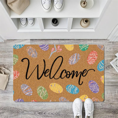 Easter Eggs Colorful Spring Welcome Doormat,24L x 36W, for Entrance Porch